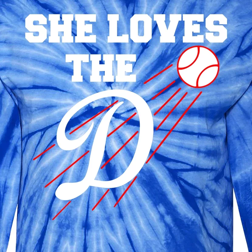 Baseball She Loves The D Los Angeles Tie-Dye Long Sleeve Shirt