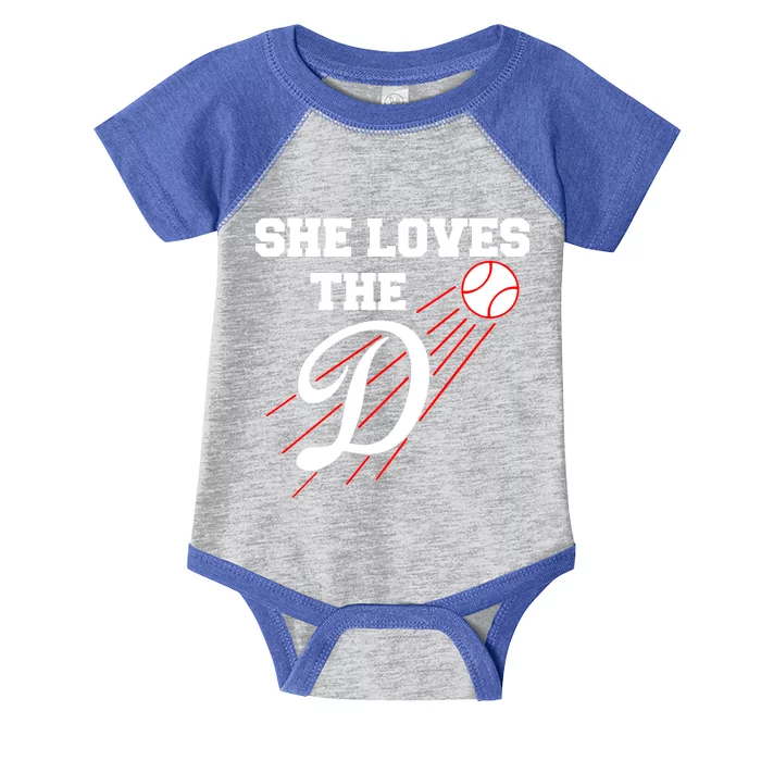 Baseball She Loves The D Los Angeles Infant Baby Jersey Bodysuit