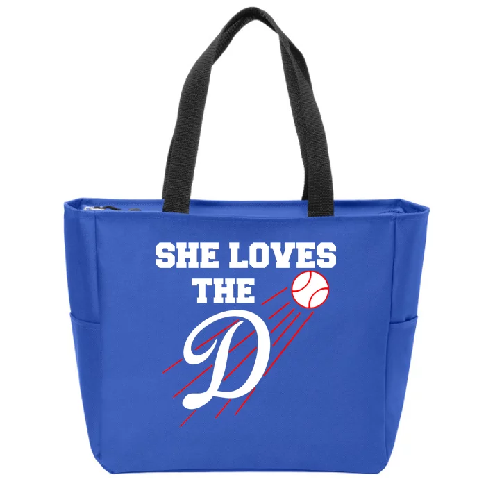 Baseball She Loves The D Los Angeles Zip Tote Bag