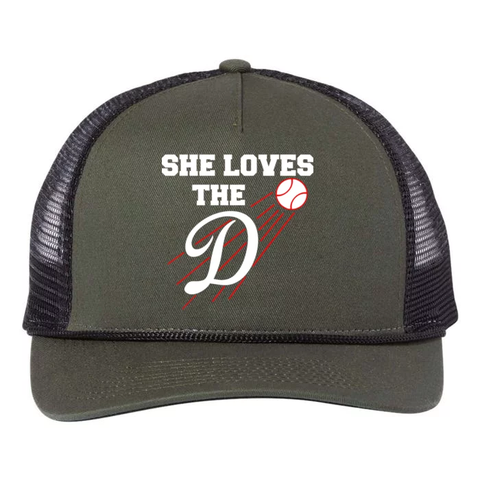 Baseball She Loves The D Los Angeles Retro Rope Trucker Hat Cap