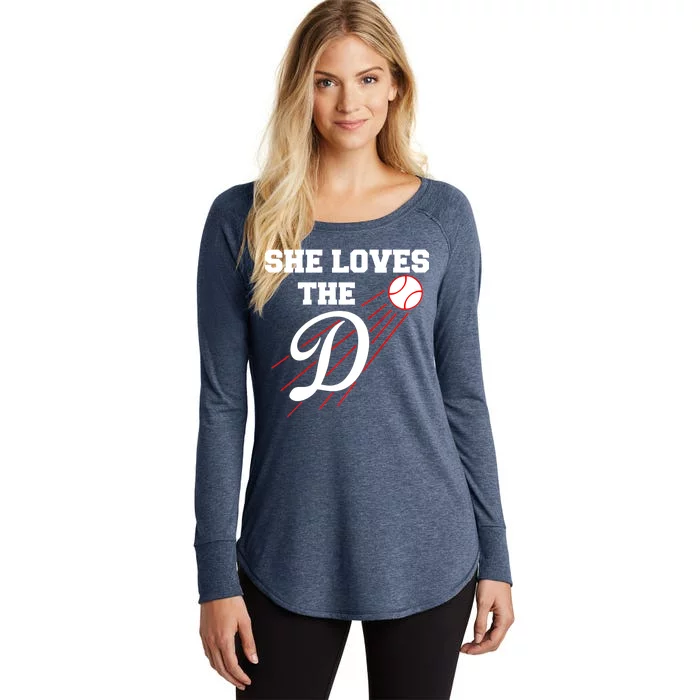 Baseball She Loves The D Los Angeles Women's Perfect Tri Tunic Long Sleeve Shirt