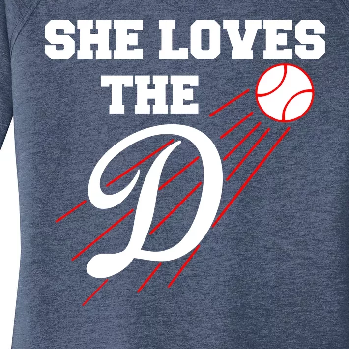 Baseball She Loves The D Los Angeles Women's Perfect Tri Tunic Long Sleeve Shirt