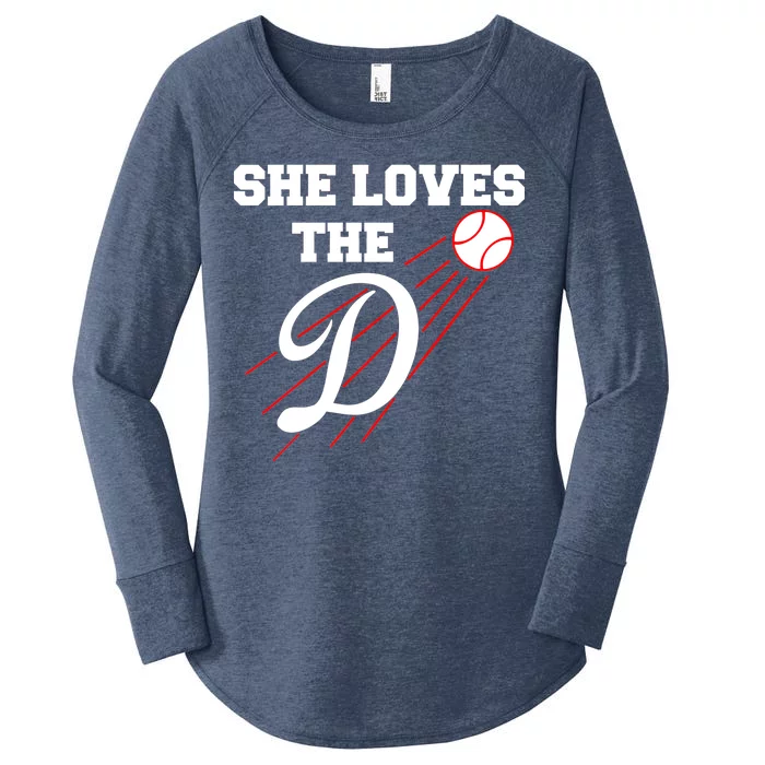 Baseball She Loves The D Los Angeles Women's Perfect Tri Tunic Long Sleeve Shirt