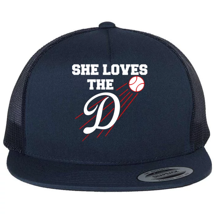 Baseball She Loves The D Los Angeles Flat Bill Trucker Hat