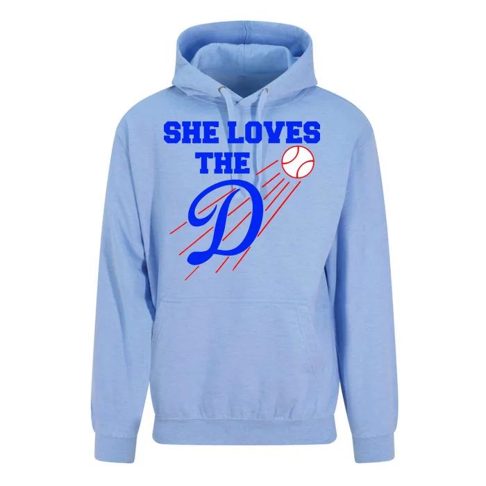 Baseball She Loves The D Los Angeles Unisex Surf Hoodie