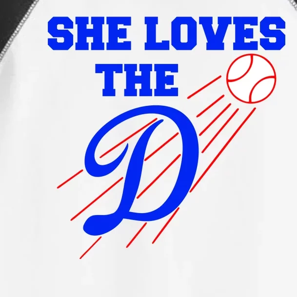 Baseball She Loves The D Los Angeles Toddler Fine Jersey T-Shirt