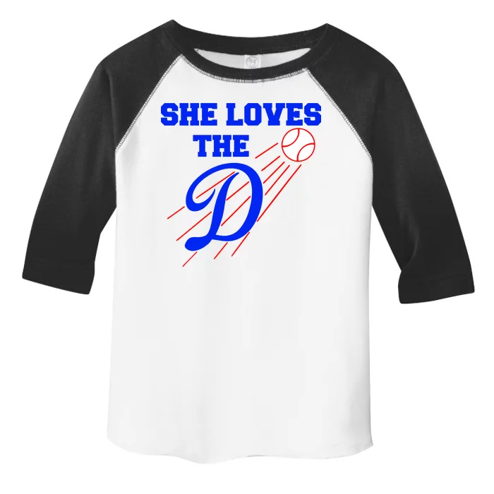 Baseball She Loves The D Los Angeles Toddler Fine Jersey T-Shirt