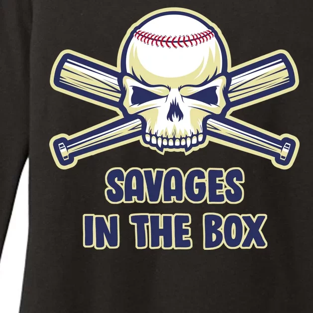 Baseball Skull Savages In The Box Womens CVC Long Sleeve Shirt