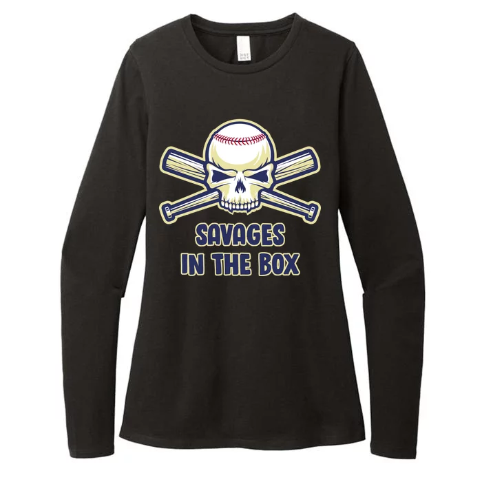 Baseball Skull Savages In The Box Womens CVC Long Sleeve Shirt