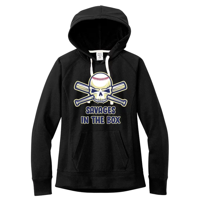 Baseball Skull Savages In The Box Women's Fleece Hoodie