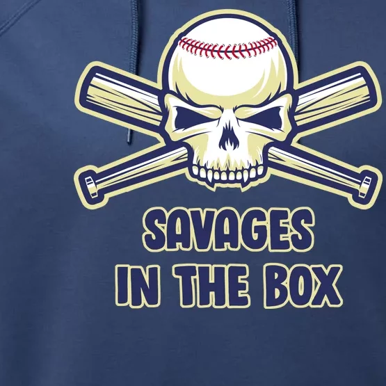 Baseball Skull Savages In The Box Performance Fleece Hoodie