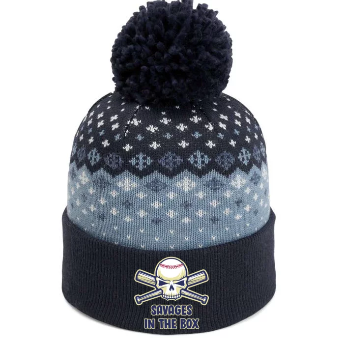 Baseball Skull Savages In The Box The Baniff Cuffed Pom Beanie