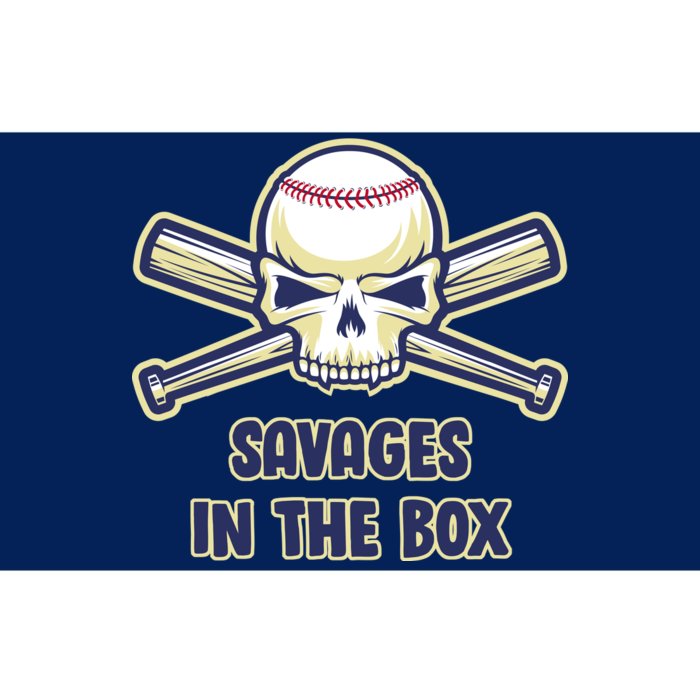 Baseball Skull Savages In The Box Bumper Sticker