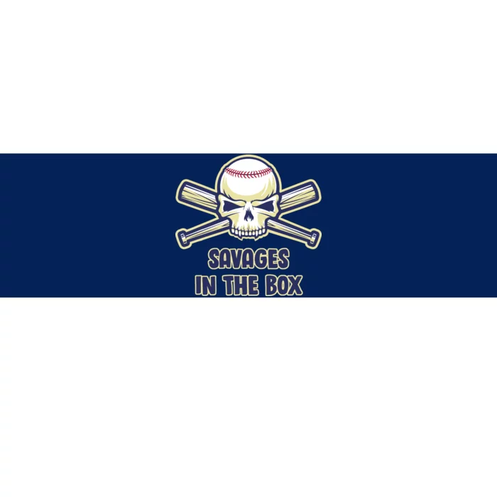 Baseball Skull Savages In The Box Bumper Sticker