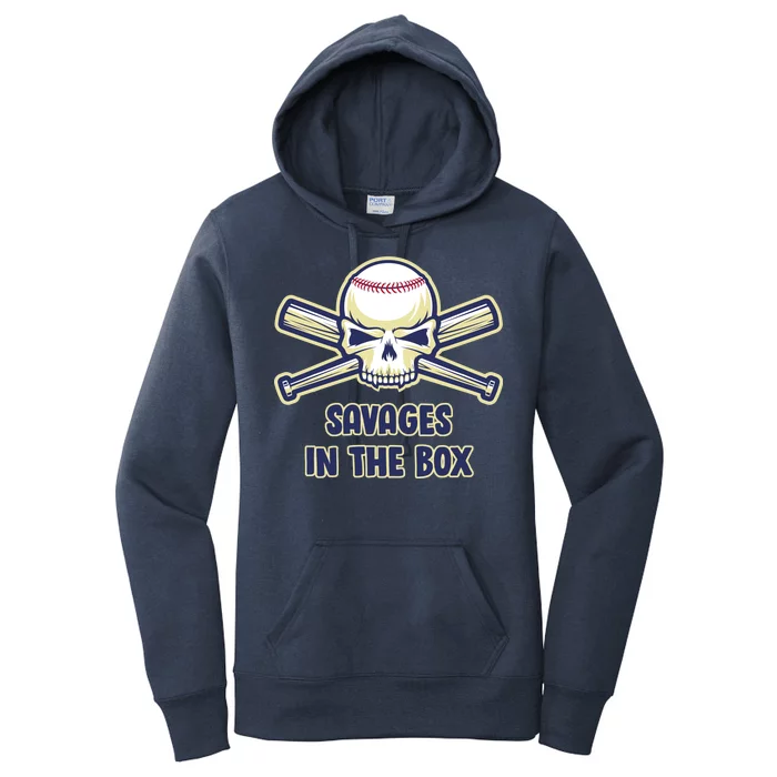 Baseball Skull Savages In The Box Women's Pullover Hoodie