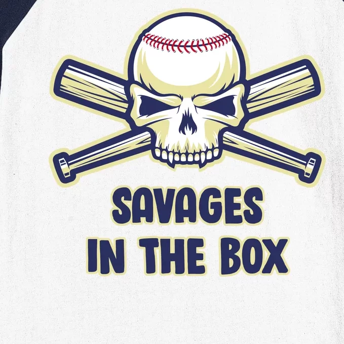 Baseball Skull Savages In The Box Baseball Sleeve Shirt