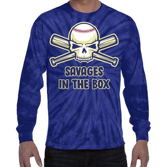 Baseball Skull Savages In The Box Tie-Dye Long Sleeve Shirt