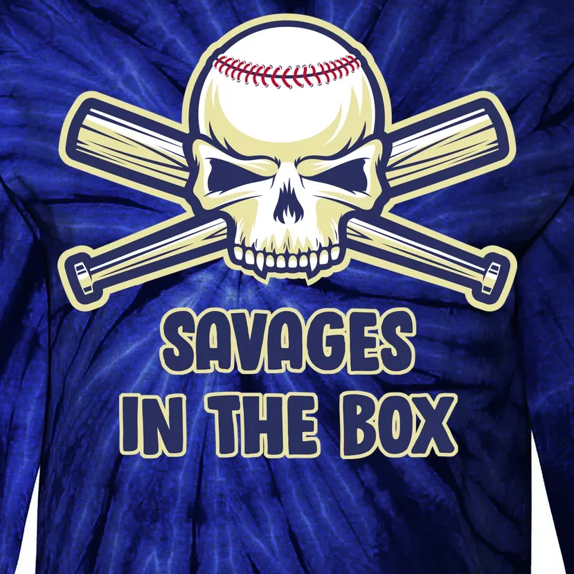 Baseball Skull Savages In The Box Tie-Dye Long Sleeve Shirt