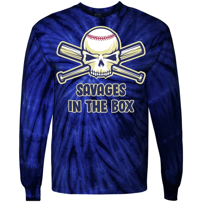 Baseball Skull Savages In The Box Tie-Dye Long Sleeve Shirt