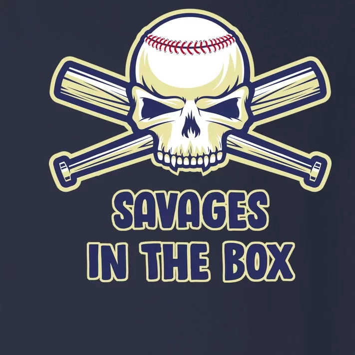 Baseball Skull Savages In The Box Toddler Long Sleeve Shirt