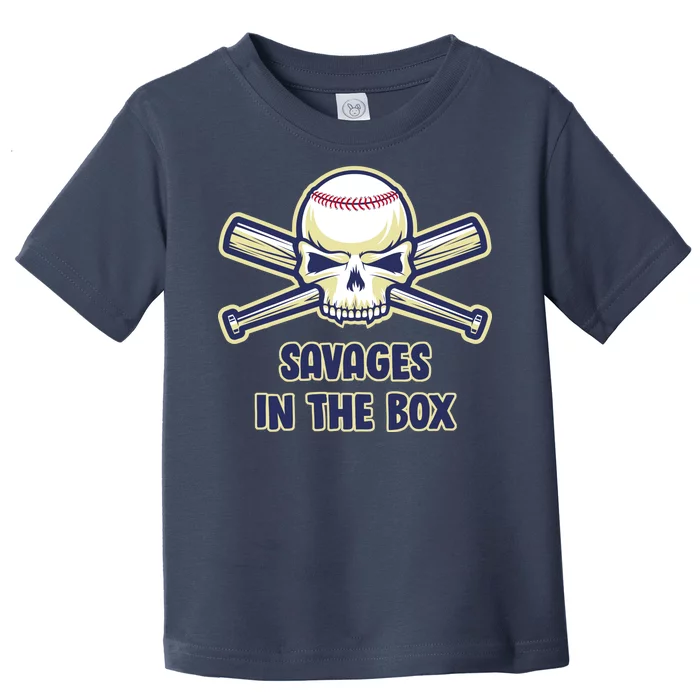 Baseball Skull Savages In The Box Toddler T-Shirt