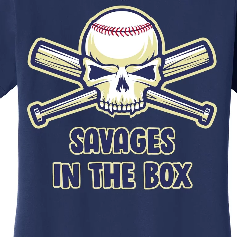 Baseball Skull Savages In The Box Women's T-Shirt