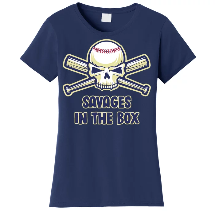 Baseball Skull Savages In The Box Women's T-Shirt