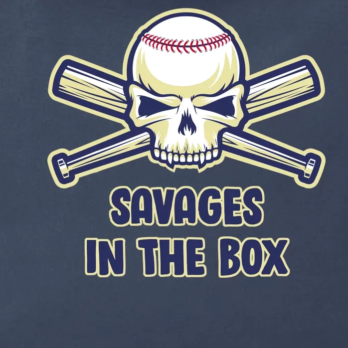 Baseball Skull Savages In The Box Zip Tote Bag