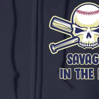 Baseball Skull Savages In The Box Full Zip Hoodie