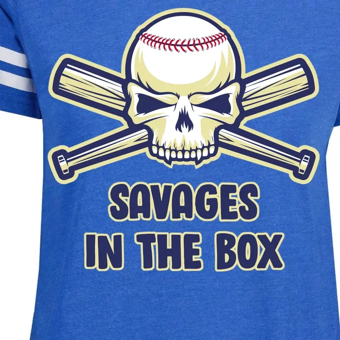 Baseball Skull Savages In The Box Enza Ladies Jersey Football T-Shirt