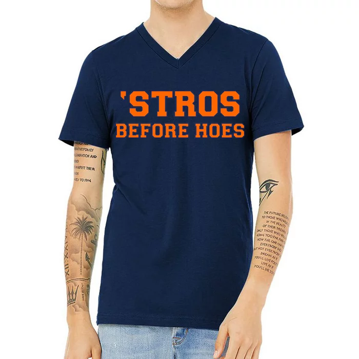 Baseball 'Stros Before Hoes Houston V-Neck T-Shirt