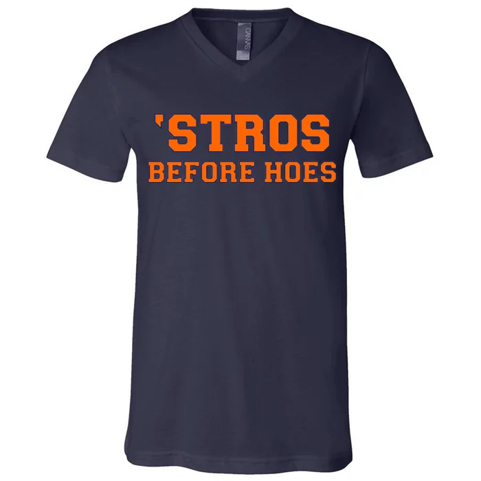 Baseball 'Stros Before Hoes Houston V-Neck T-Shirt