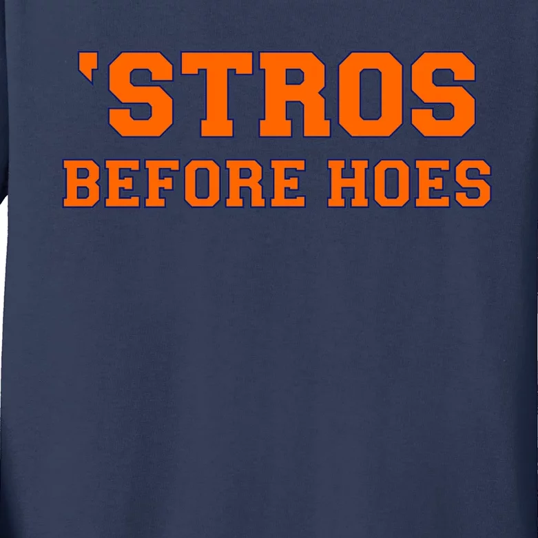 Baseball 'Stros Before Hoes Houston Kids Long Sleeve Shirt