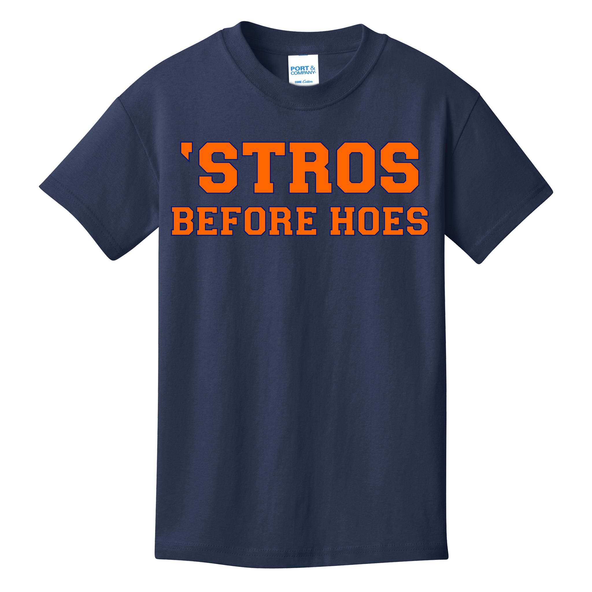 Teeshirtpalace Baseball 'Stros Before Hoes Houston Kids Long Sleeve Shirt