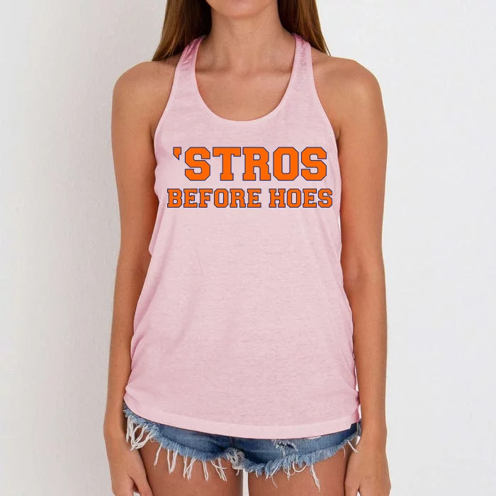 Baseball 'Stros Before Hoes Houston Women's Knotted Racerback Tank