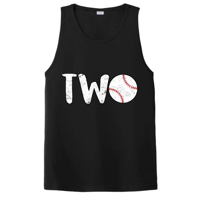 Baseball Two Years Old 2nd Birthday Performance Tank