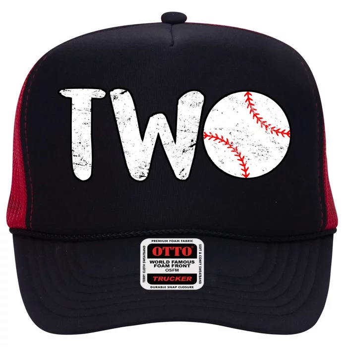 Baseball Two Years Old 2nd Birthday High Crown Mesh Trucker Hat