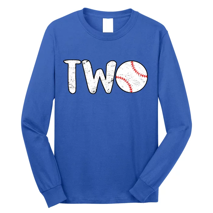 Baseball Two Years Old 2nd Birthday Long Sleeve Shirt