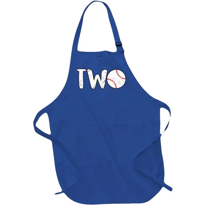 Baseball Two Years Old 2nd Birthday Full-Length Apron With Pocket