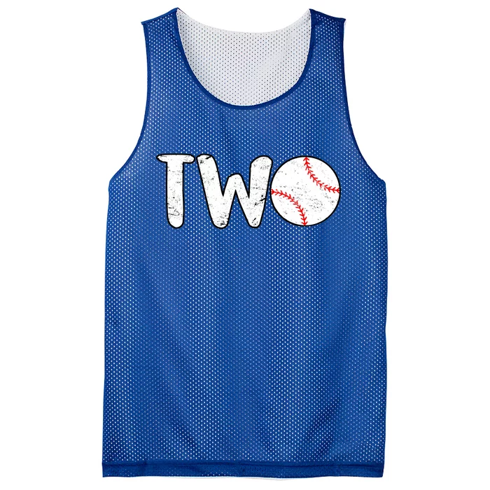 Baseball Two Years Old 2nd Birthday Mesh Reversible Basketball Jersey Tank