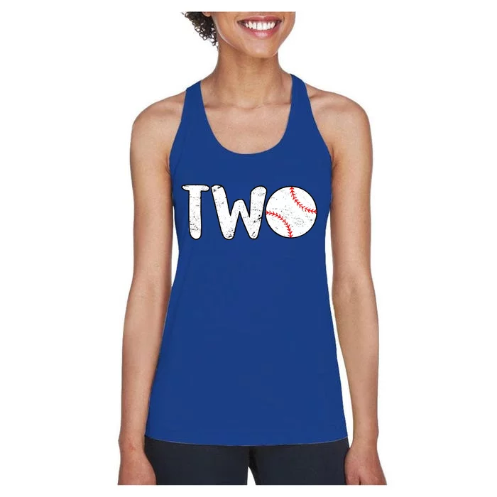 Baseball Two Years Old 2nd Birthday Women's Racerback Tank