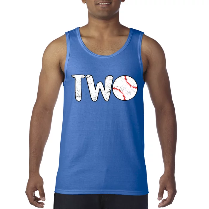 Baseball Two Years Old 2nd Birthday Tank Top