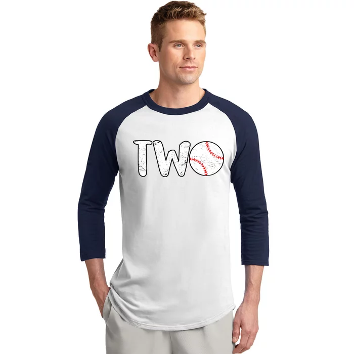 Baseball Two Years Old 2nd Birthday Baseball Sleeve Shirt