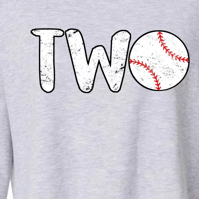 Baseball Two Years Old 2nd Birthday Cropped Pullover Crew