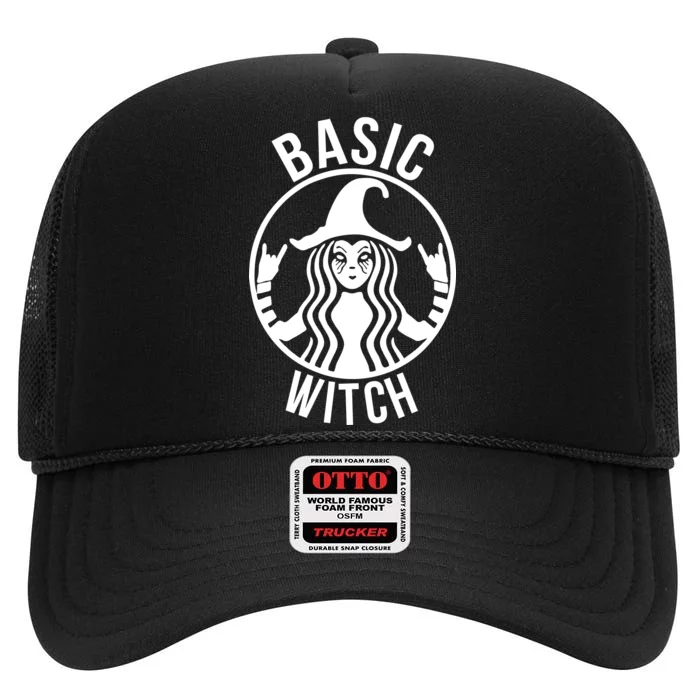 Basic Witch Funny Halloween High Crown Mesh Trucker Hat