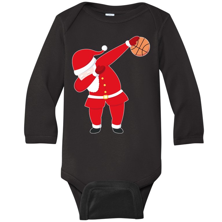 Basketball Dabbing Santa Baby Long Sleeve Bodysuit