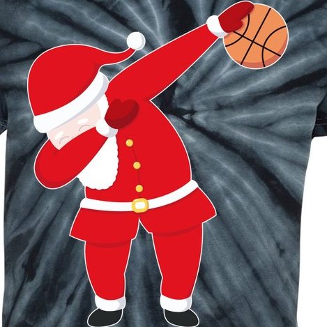 Basketball Dabbing Santa Kids Tie-Dye T-Shirt