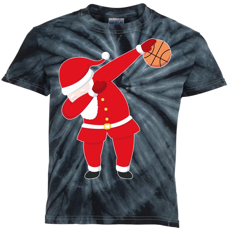 Basketball Dabbing Santa Kids Tie-Dye T-Shirt