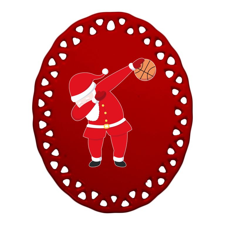 Basketball Dabbing Santa Oval Ornament