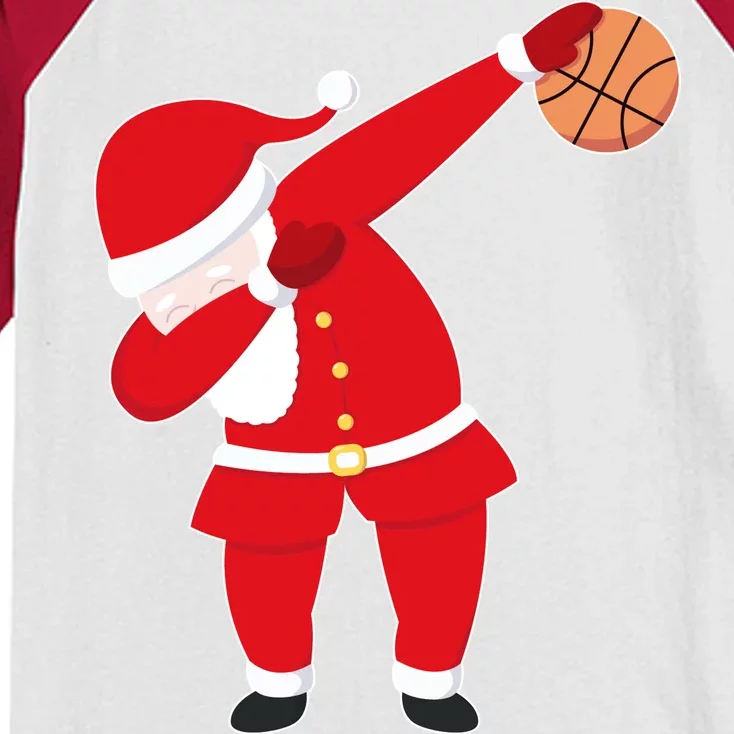 Basketball Dabbing Santa Kids Colorblock Raglan Jersey